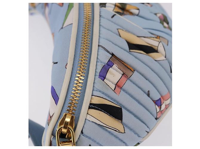 Borsa a tracolla Miu Miu Matelasse in tela azzurro chiaro oro Auth 192044V D'oro Blu chiaro - vista 5