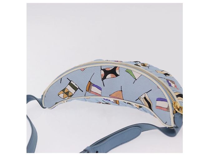 Borsa a tracolla Miu Miu Matelasse in tela azzurro chiaro oro Auth 192044V D'oro Blu chiaro - vista 7