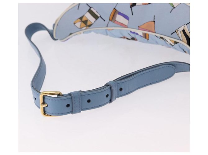 Borsa a tracolla Miu Miu Matelasse in tela azzurro chiaro oro Auth 192044V D'oro Blu chiaro - vista 8