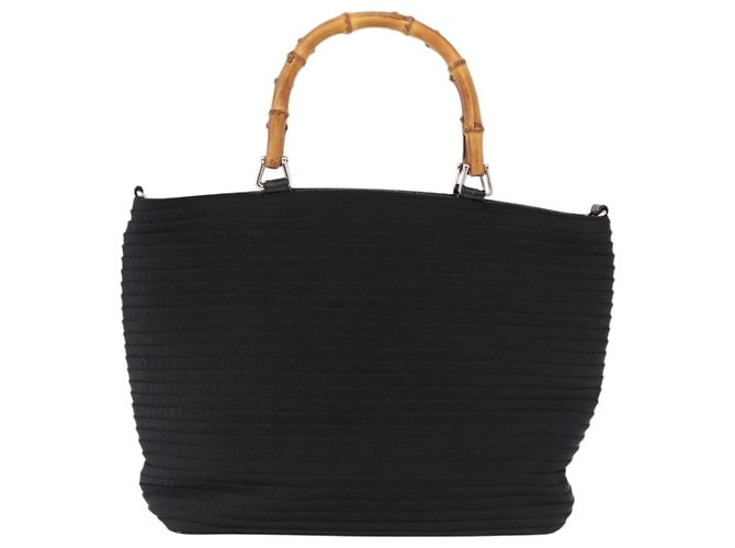 Borsa a mano GUCCI Bamboo in tela nero argento 000 1998 0540 Auth bs36165 - vista 13