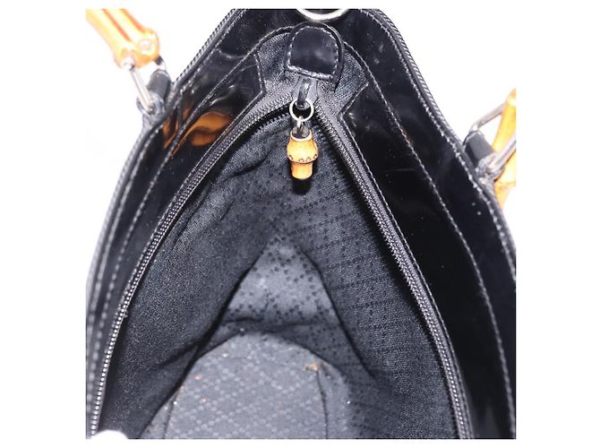 Borsa a mano GUCCI Bamboo in tela nero argento 000 1998 0540 Auth bs36165 - vista 18