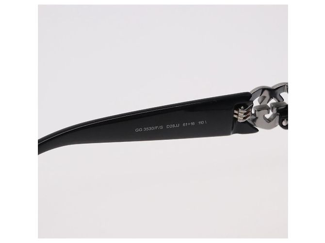 Occhiali da Sole GUCCI Lovely Heart Plastica Nero Argento Auth SW2613V - vista 11