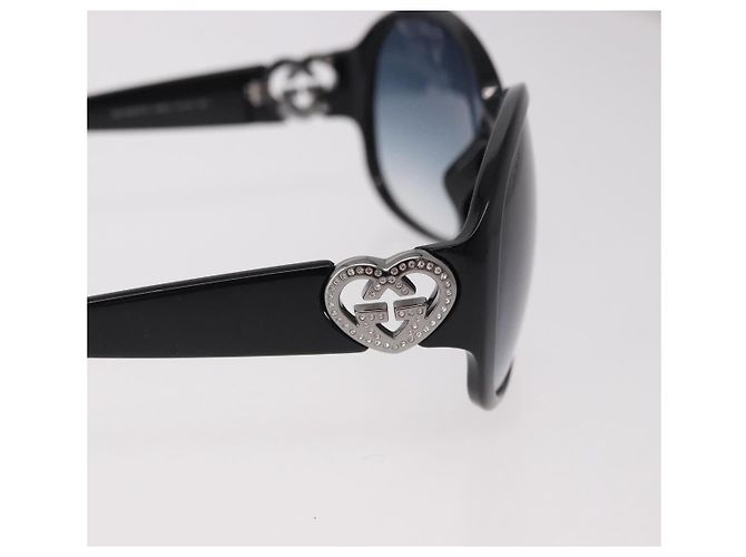 Occhiali da Sole GUCCI Lovely Heart Plastica Nero Argento Auth SW2613V - vista 6