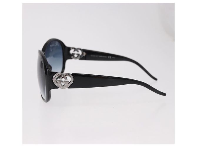 Occhiali da Sole GUCCI Lovely Heart Plastica Nero Argento Auth SW2613V - vista 7