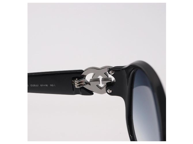 Occhiali da Sole GUCCI Lovely Heart Plastica Nero Argento Auth SW2613V - vista 9