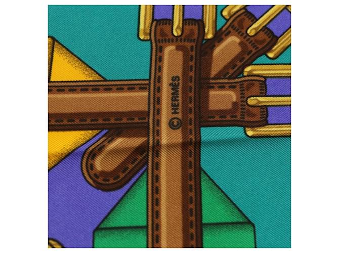 Hermès HERMES Carré 90 Sciarpa in seta multicolore Auth BA14509M - vista 12