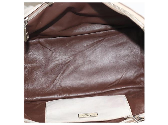 Borsa PRADA in pelle Avorio Argento Auth 192790 Crudo - vista 10