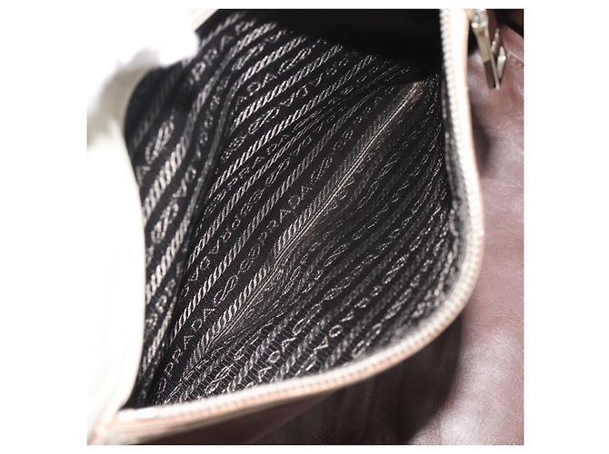 Borsa PRADA in pelle Avorio Argento Auth 192790 Crudo - vista 11