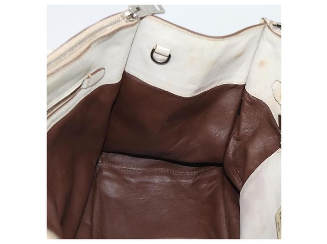 Borsa PRADA in pelle Avorio Argento Auth 192790 Crudo - vista 19