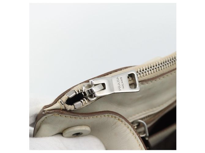 Borsa PRADA in pelle Avorio Argento Auth 192790 Crudo - vista 23