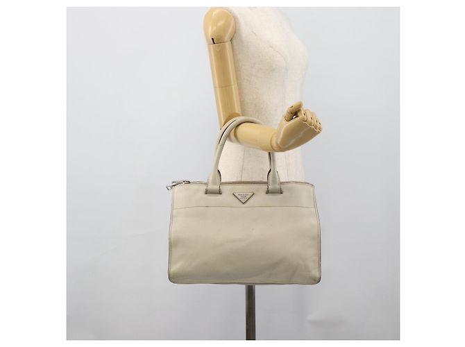 Borsa PRADA in pelle Avorio Argento Auth 192790 Crudo - vista 27