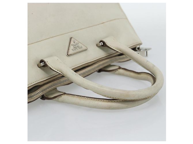 Borsa PRADA in pelle Avorio Argento Auth 192790 Crudo - vista 7