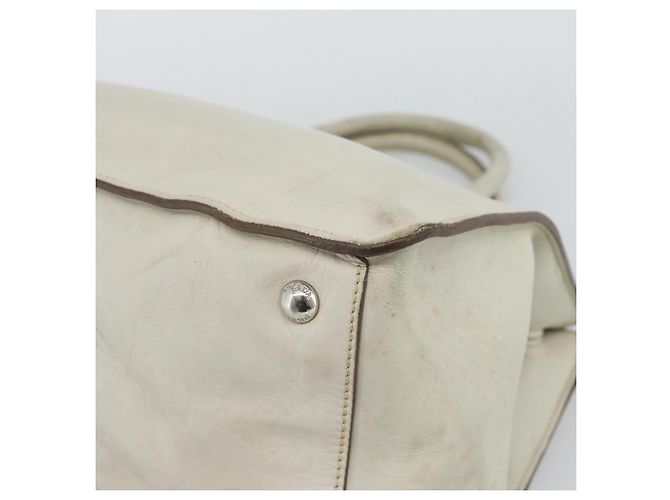 Borsa PRADA in pelle Avorio Argento Auth 192790 Crudo - vista 8
