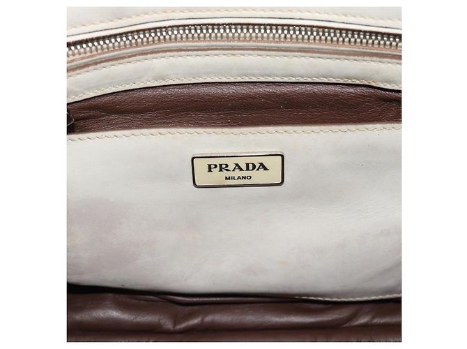 Borsa PRADA in pelle Avorio Argento Auth 192790 Crudo - vista 9