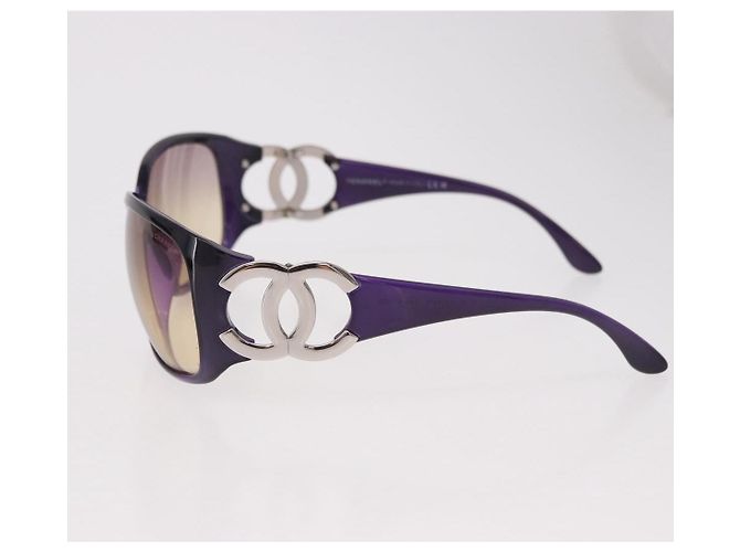 Occhiali da sole CHANEL COCO Mark in plastica Viola Argento CC Auth SW2593V Porpora - vista 7