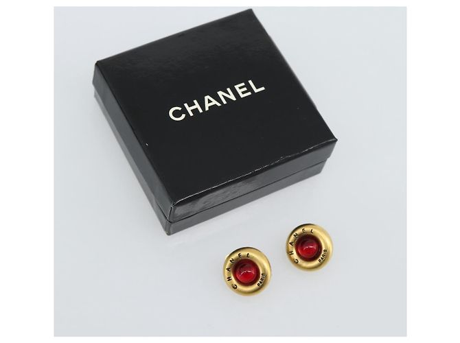 Orecchini CHANEL Metallo Tonalità Oro Rosso CC Auth 192857V - vista 12