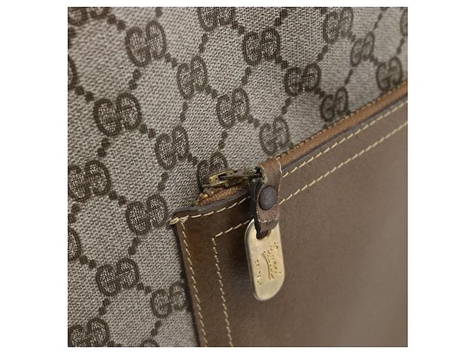 Borsa Tote GUCCI GG Supreme Web Sherry Line PVC Beige Oro Auth 192197 D'oro - vista 10