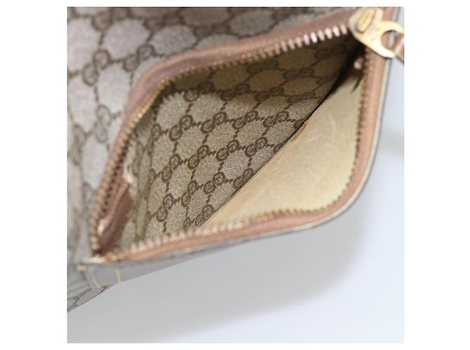 Borsa Tote GUCCI GG Supreme Web Sherry Line PVC Beige Oro Auth 192197 D'oro - vista 12