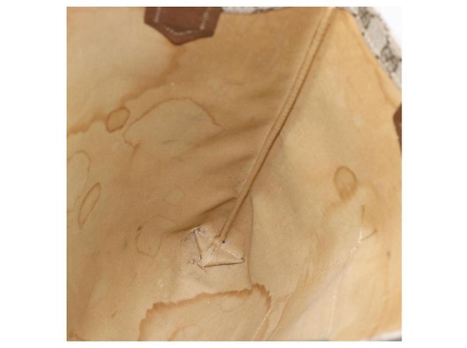 Borsa Tote GUCCI GG Supreme Web Sherry Line PVC Beige Oro Auth 192197 D'oro - vista 17