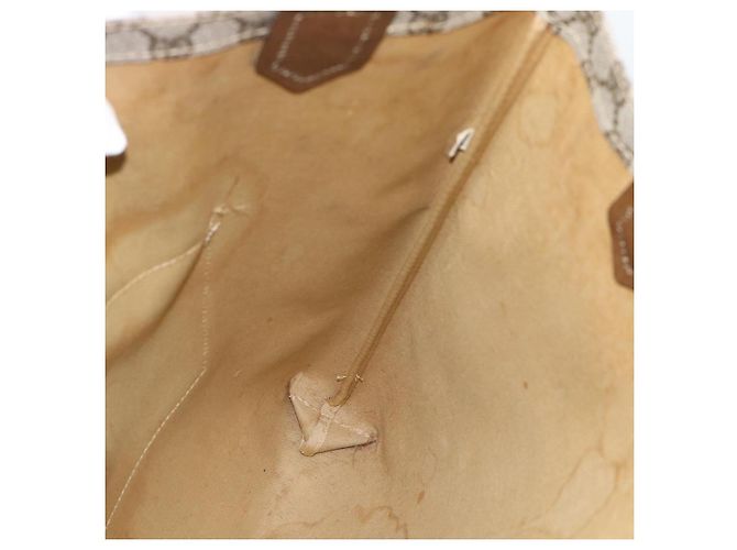 Borsa Tote GUCCI GG Supreme Web Sherry Line PVC Beige Oro Auth 192197 D'oro - vista 18