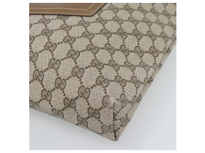 Borsa Tote GUCCI GG Supreme Web Sherry Line PVC Beige Oro Auth 192197 D'oro - vista 9