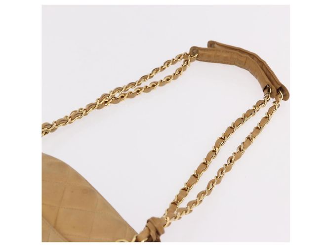 CHANEL Matelasse Chain Shoulder Bag Lamb Skin Beige Gold CC Auth bs36177 D'oro - vista 14