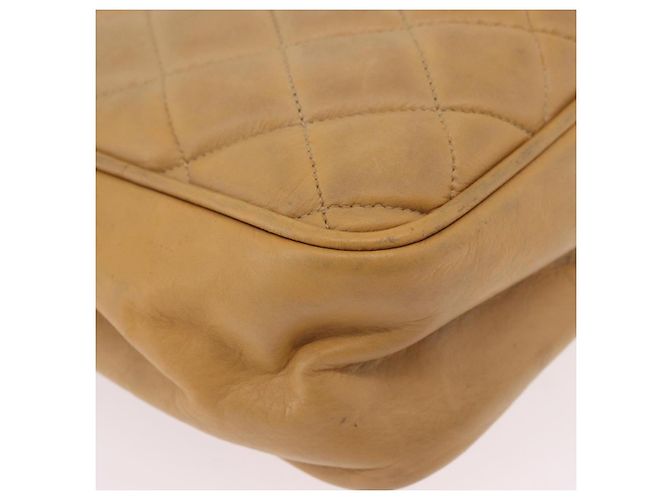 CHANEL Matelasse Chain Shoulder Bag Lamb Skin Beige Gold CC Auth bs36177 D'oro - vista 15