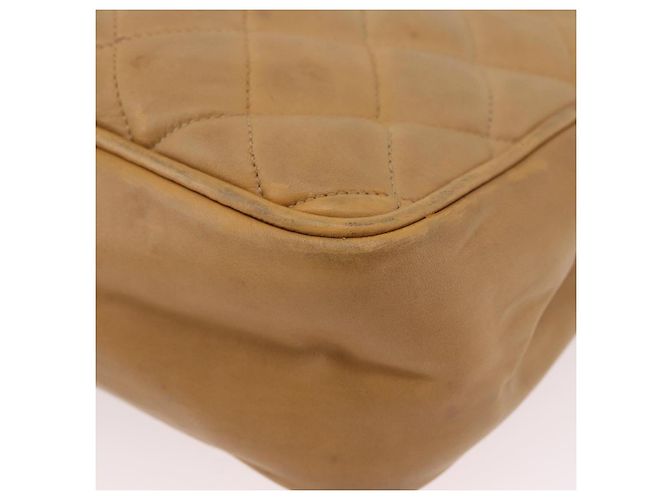 CHANEL Matelasse Chain Shoulder Bag Lamb Skin Beige Gold CC Auth bs36177 D'oro - vista 16