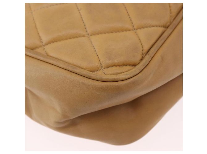 CHANEL Matelasse Chain Shoulder Bag Lamb Skin Beige Gold CC Auth bs36177 D'oro - vista 17