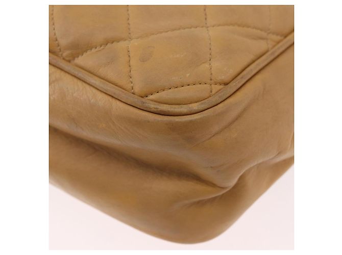 CHANEL Matelasse Chain Shoulder Bag Lamb Skin Beige Gold CC Auth bs36177 D'oro - vista 18