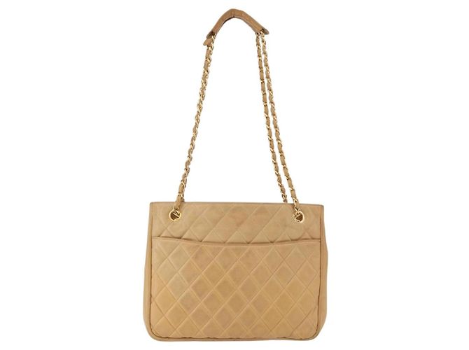 CHANEL Matelasse Chain Shoulder Bag Lamb Skin Beige Gold CC Auth bs36177 D'oro - vista 2