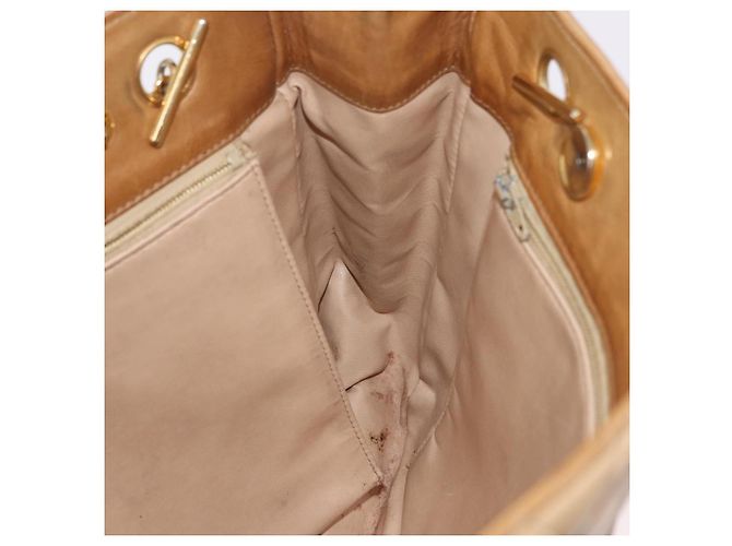 CHANEL Matelasse Chain Shoulder Bag Lamb Skin Beige Gold CC Auth bs36177 D'oro - vista 20