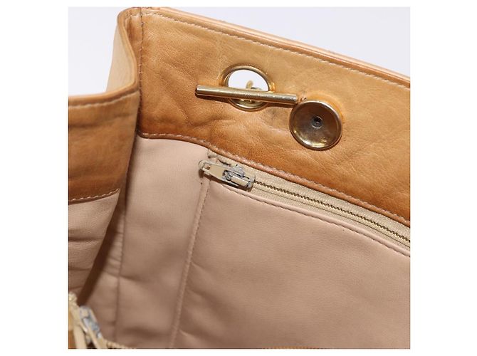 CHANEL Matelasse Chain Shoulder Bag Lamb Skin Beige Gold CC Auth bs36177 D'oro - vista 24