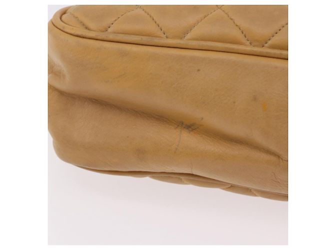 CHANEL Matelasse Chain Shoulder Bag Lamb Skin Beige Gold CC Auth bs36177 D'oro - vista 6