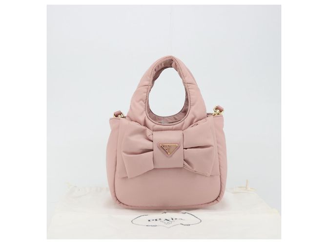 Borsa a mano PRADA Ribbon Nylon 2way Rosa Tonalità Oro Auth 191720SM - vista 12