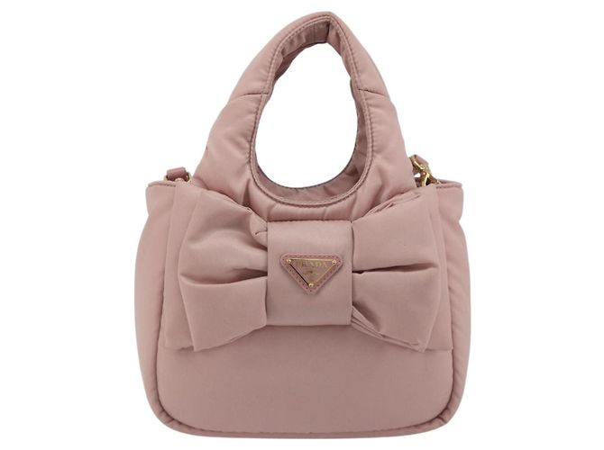 Borsa a mano PRADA Ribbon Nylon 2way Rosa Tonalità Oro Auth 191720SM - vista 13