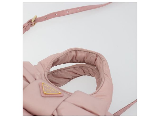 Borsa a mano PRADA Ribbon Nylon 2way Rosa Tonalità Oro Auth 191720SM - vista 14