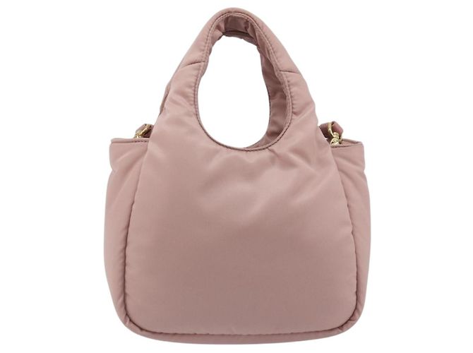 Borsa a mano PRADA Ribbon Nylon 2way Rosa Tonalità Oro Auth 191720SM - vista 2