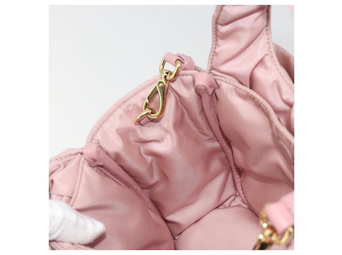 Borsa a mano PRADA Ribbon Nylon 2way Rosa Tonalità Oro Auth 191720SM - vista 22