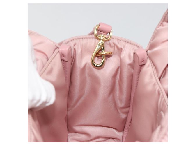 Borsa a mano PRADA Ribbon Nylon 2way Rosa Tonalità Oro Auth 191720SM - vista 23