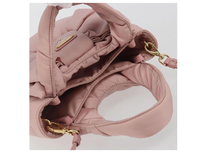 Borsa a mano PRADA Ribbon Nylon 2way Rosa Tonalità Oro Auth 191720SM - vista 6
