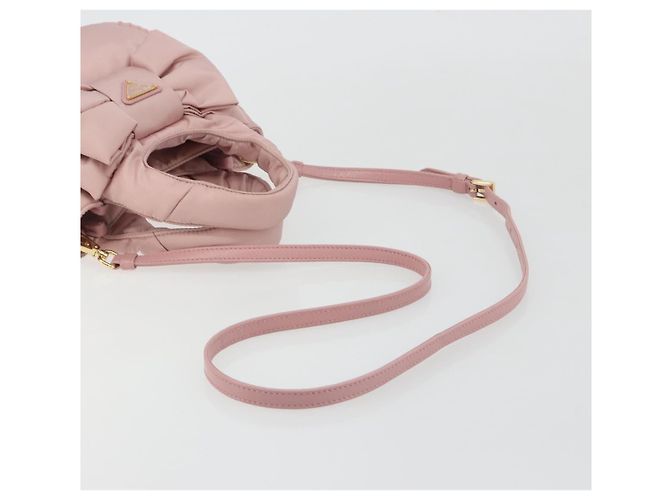 Borsa a mano PRADA Ribbon Nylon 2way Rosa Tonalità Oro Auth 191720SM - vista 8