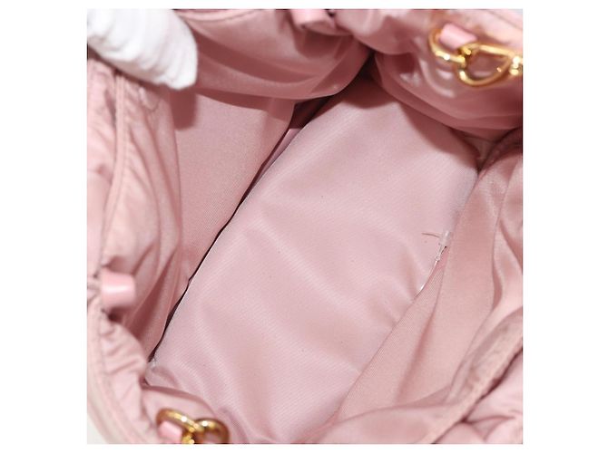 Borsa a mano PRADA Ribbon Nylon 2way Rosa Tonalità Oro Auth 191720SM - vista 9