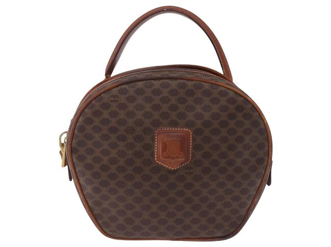 Céline Borsa CELINE Macadam Canvas PVC Pelle 2way Marrone Oro Auth 192234 D'oro - vista 13