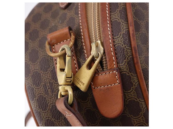 Céline Borsa CELINE Macadam Canvas PVC Pelle 2way Marrone Oro Auth 192234 D'oro - vista 20