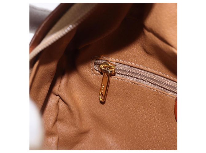 Céline Borsa CELINE Macadam Canvas PVC Pelle 2way Marrone Oro Auth 192234 D'oro - vista 25