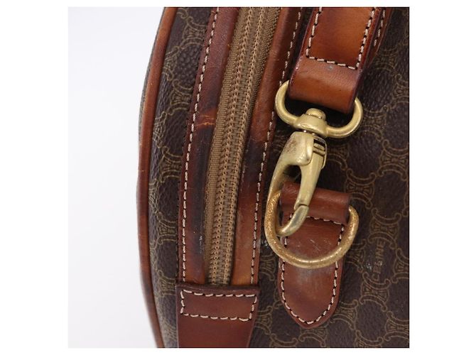 Céline Borsa CELINE Macadam Canvas PVC Pelle 2way Marrone Oro Auth 192234 D'oro - vista 4