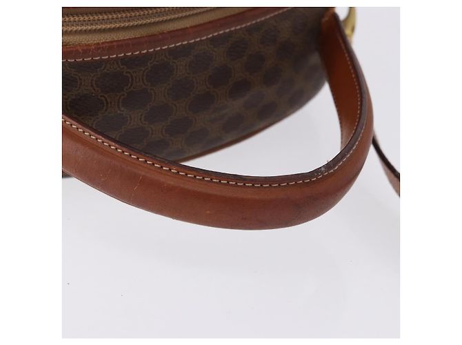 Céline Borsa CELINE Macadam Canvas PVC Pelle 2way Marrone Oro Auth 192234 D'oro - vista 8