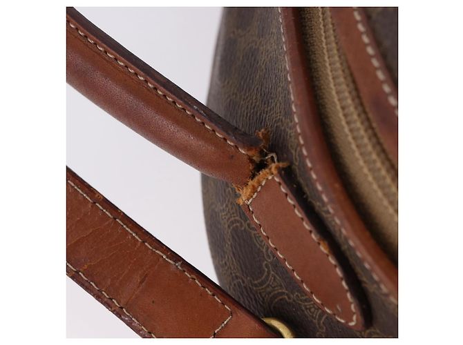 Céline Borsa CELINE Macadam Canvas PVC Pelle 2way Marrone Oro Auth 192234 D'oro - vista 9