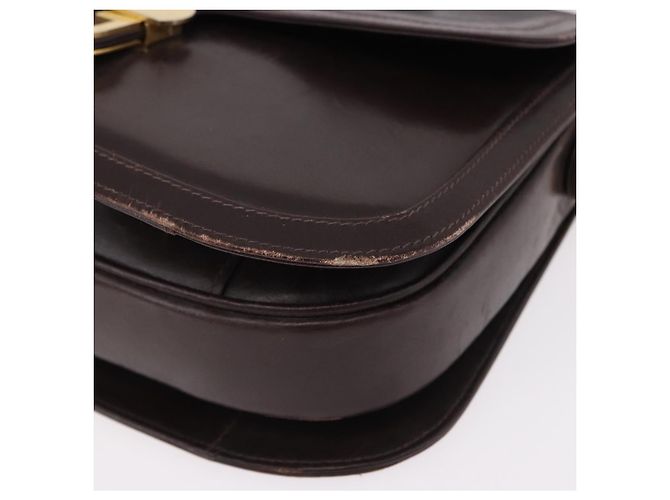 Borsa a tracolla GUCCI Web Sherry Line in pelle marrone e oro Auth 191902 D'oro - vista 14